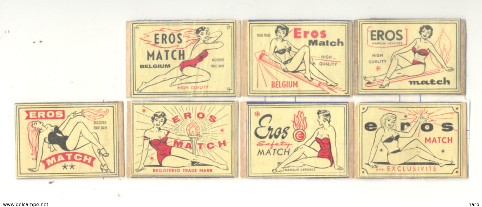 Façade De Boite D'allumettes - Série " EROS  Match Belgium " 7 Pièces - Pin-up, Femme En Maillot,..(.rmt) - Cajas De Cerillas - Etiquetas