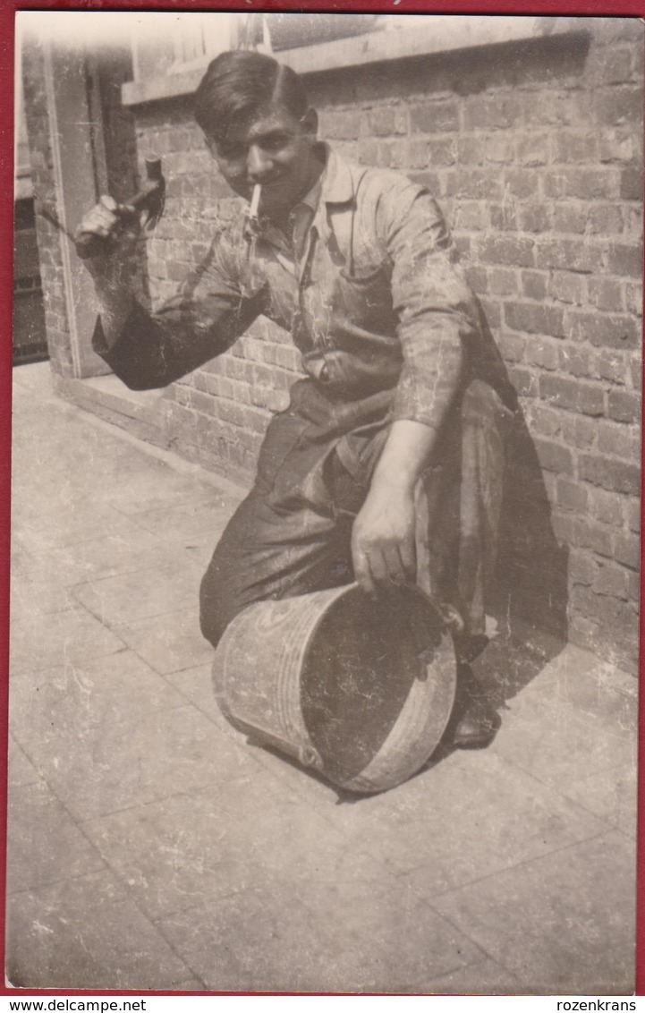 Oude Foto Old Photo Vieille Cigaret Smoking Sigaret Ketellapper Tinker Hammer 1920's - Autres & Non Classés