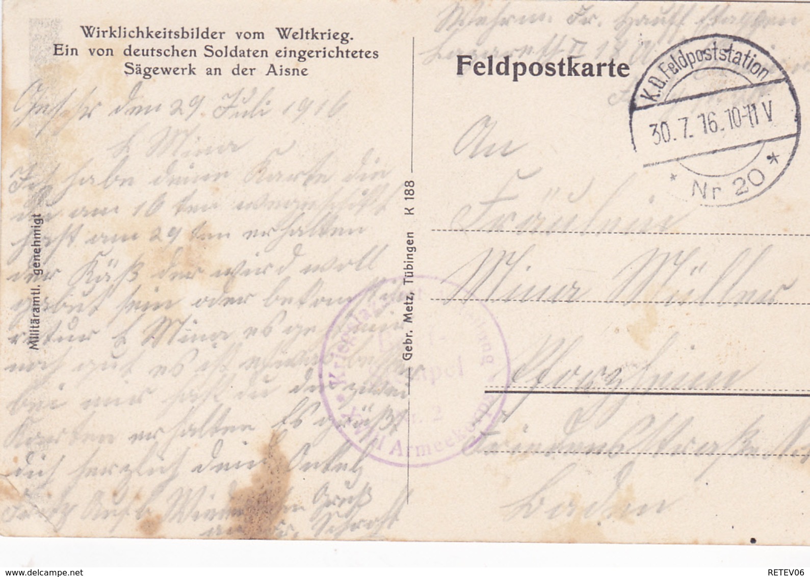 (02) - Sägewerk An Der Aisne  Scierie    Carte Allemande - Other & Unclassified