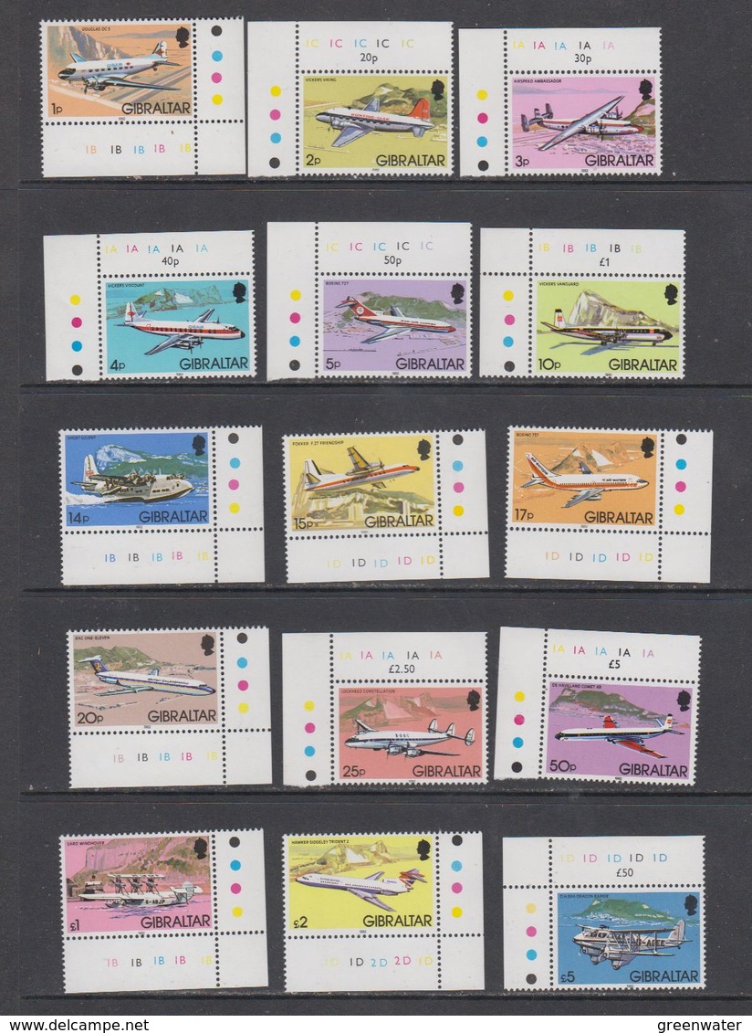 Gibraltar 1982 Airplanes / Definitives 15v  (corners) ** Mnh (43986) - Gibraltar