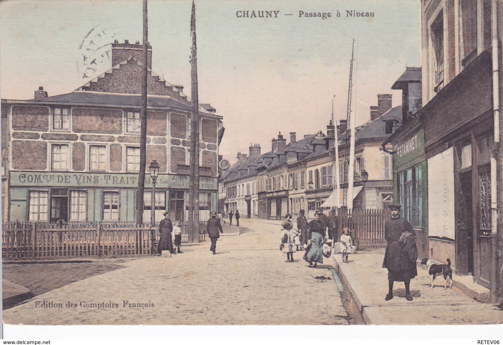 (02) - Chauny Passage à Niveau COULEUR  Carte Allemande - Chauny