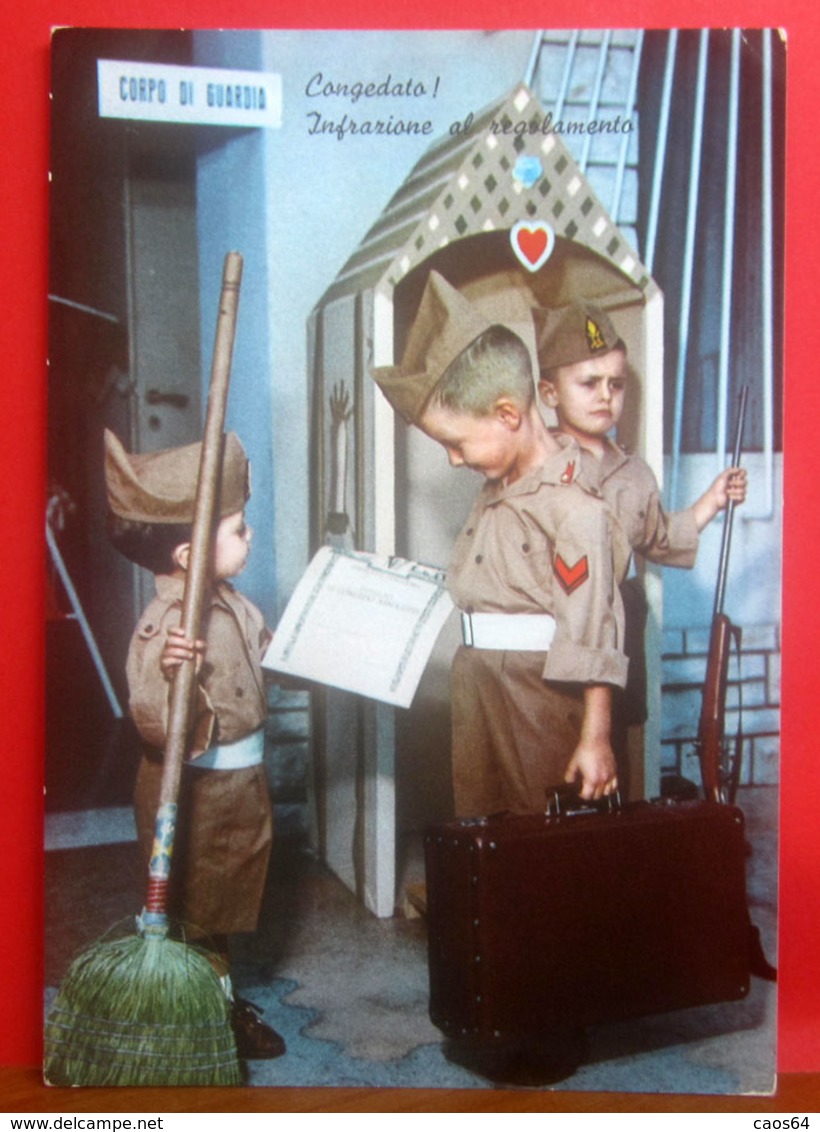 Soldati Bambini - Child Soldiers  CARTOLINA Viaggiata 1964 - Humour