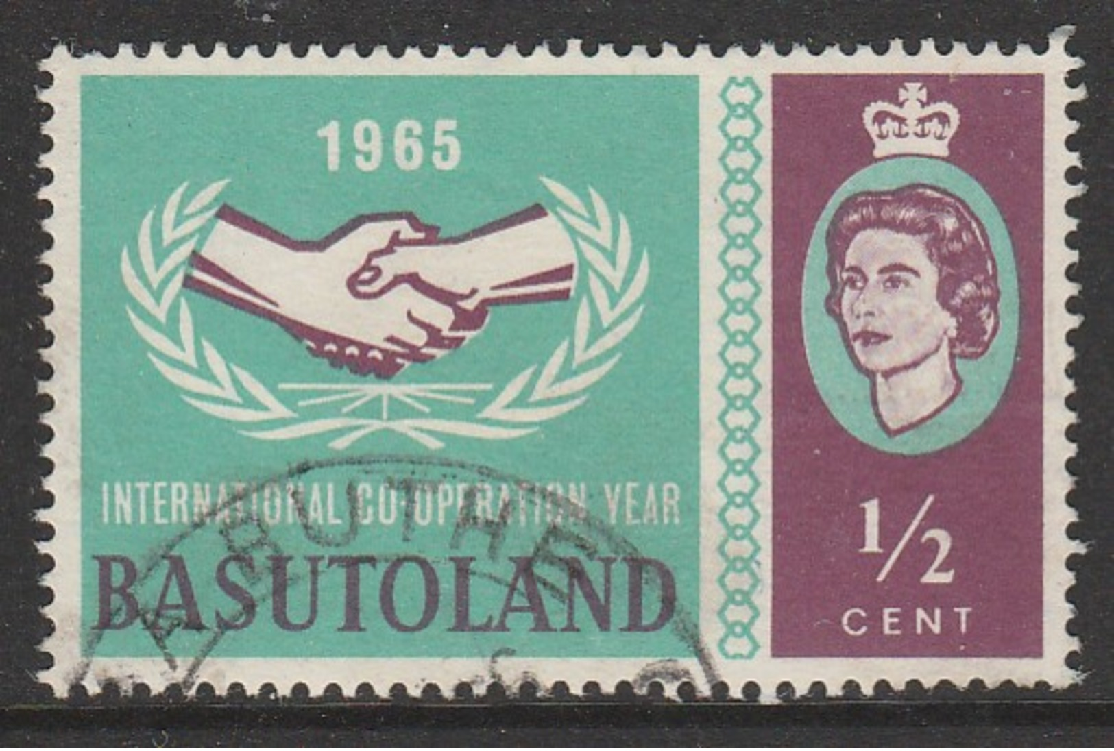 Basutoland 1965 International Co-Operation Year ½ C Bluish Green/brownish Purple SW 97 O Used - 1933-1964 Colonia Britannica