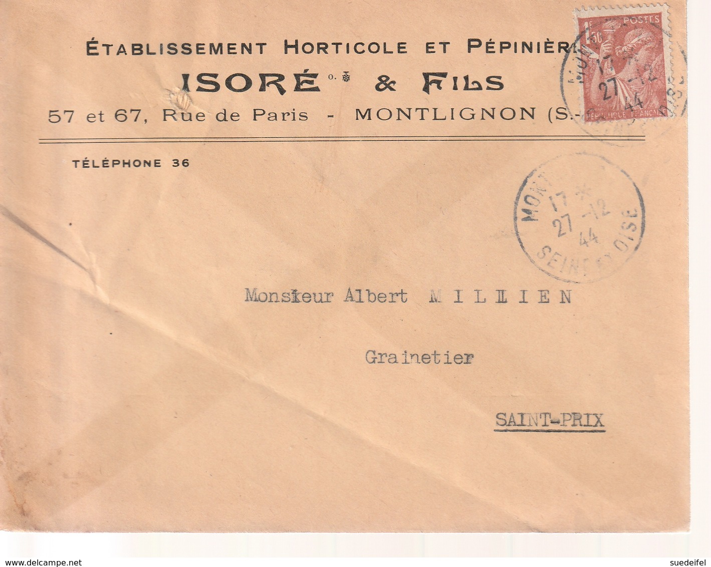 Lettre, Montlignon Par Saint Prix, 1944 - WW II