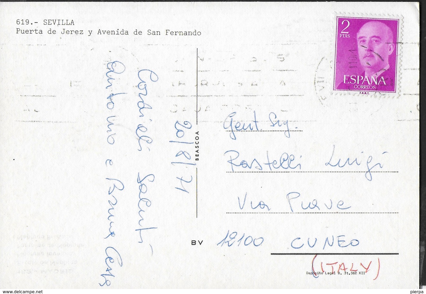 SPAGNA - SEVILLA - PUERTA DE JEREZ - VIAGGIATA 1971 - Sevilla (Siviglia)