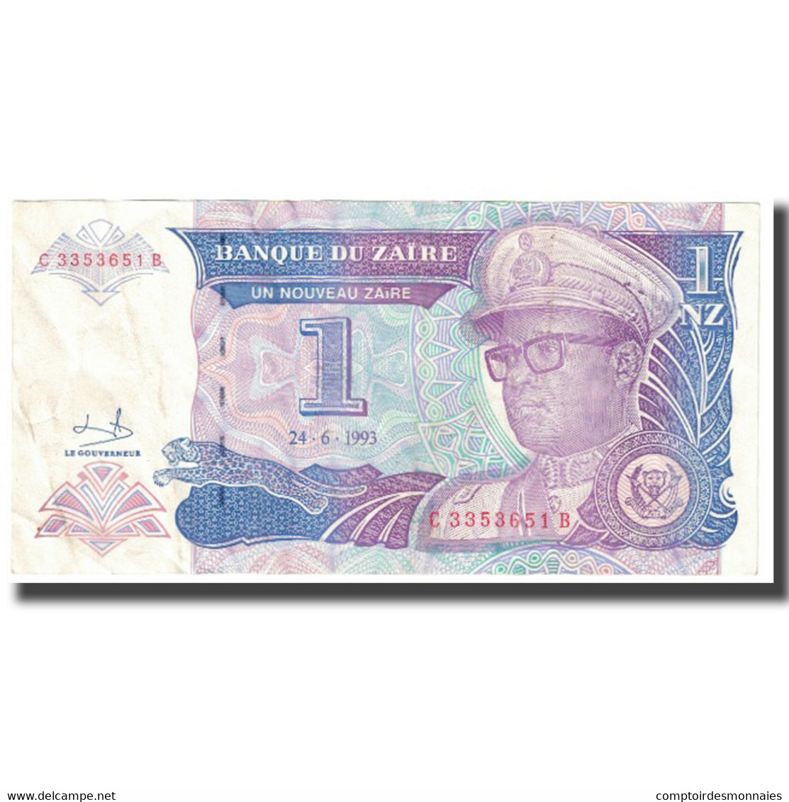 Billet, Zaïre, 1 Nouveau Zaïre, 1993, 1993-06-24, KM:52a, TB - Zaïre