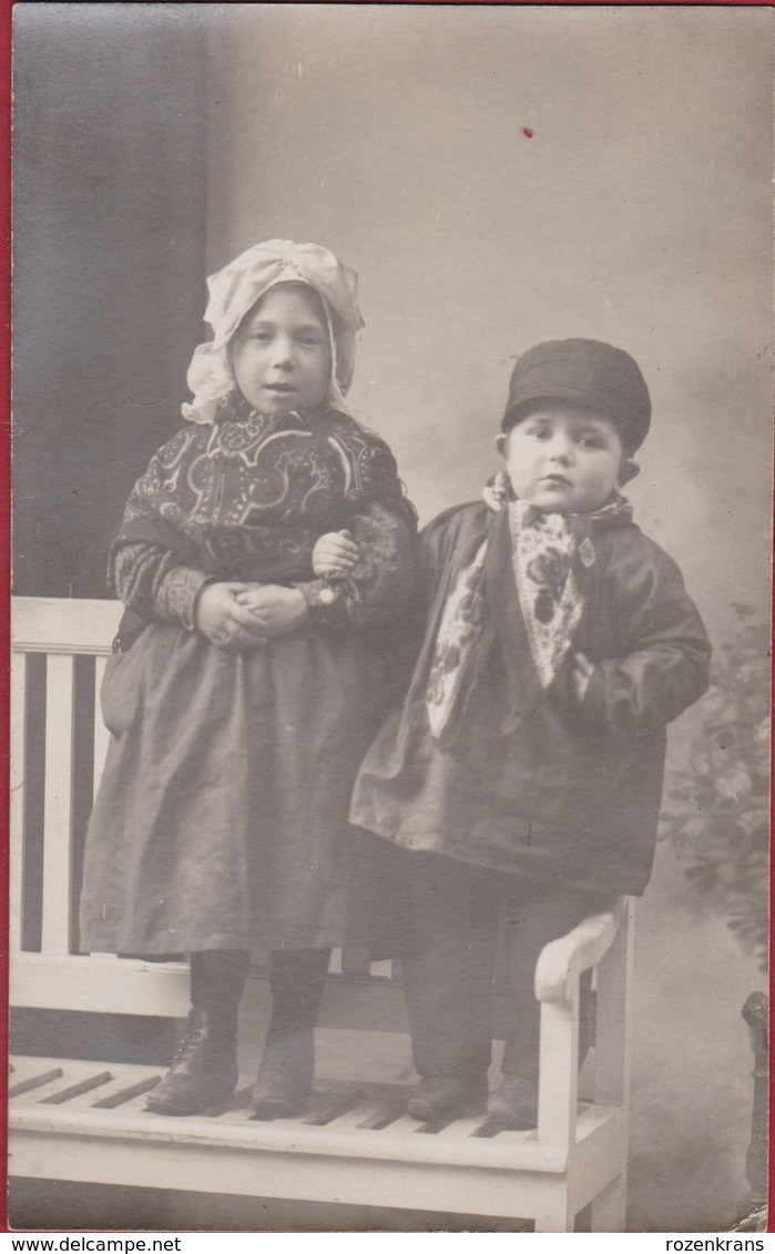 Oude Foto Old Photo Vieille Children Enfants Kinderen Folklore Costume Kostuum Klederdracht Fashion - Costumes