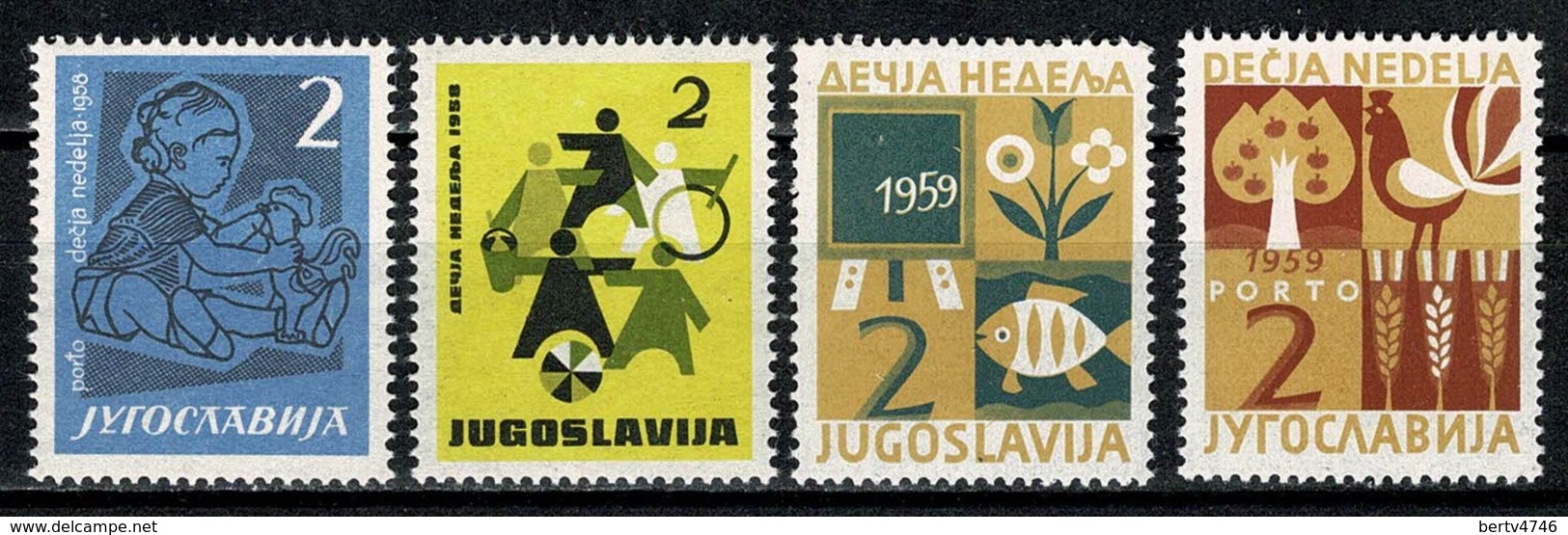 Jugoslavia  1958/1959  Yv 35/36**, 39/40**, MNH - Bienfaisance