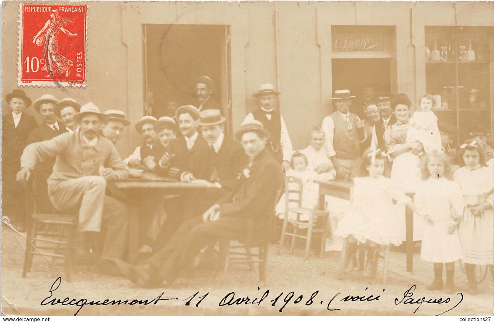 78-EVECQUEMONT-CARTE-PHOTO- A LA TERRASSE DU CAFE - Autres & Non Classés