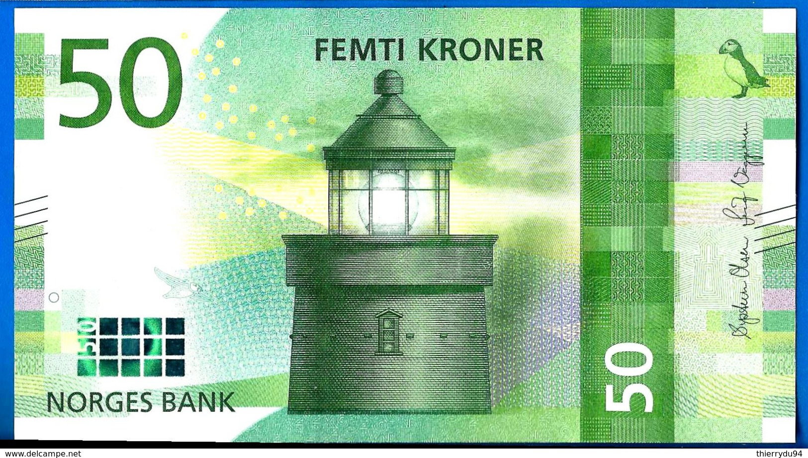 Norvege 50 Couronnes 2017 Neuf UNC Norway Kroner Que Prix + Port Lighthouse Phare Banknote Paypal Bitcoin OK - Noorwegen