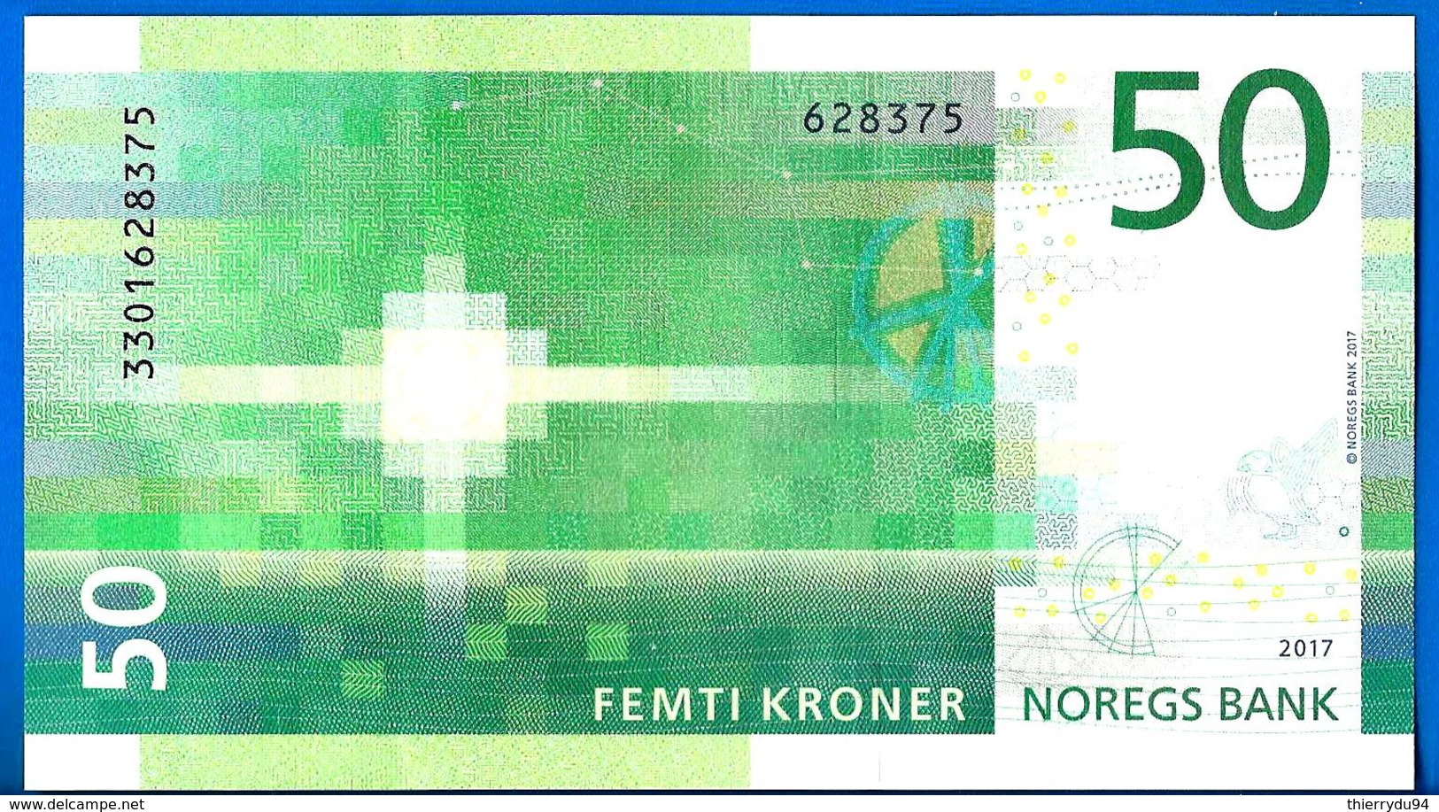 Norvege 50 Couronnes 2017 Neuf UNC Norway Kroner Que Prix + Port Lighthouse Phare Banknote Paypal Bitcoin OK - Norvège