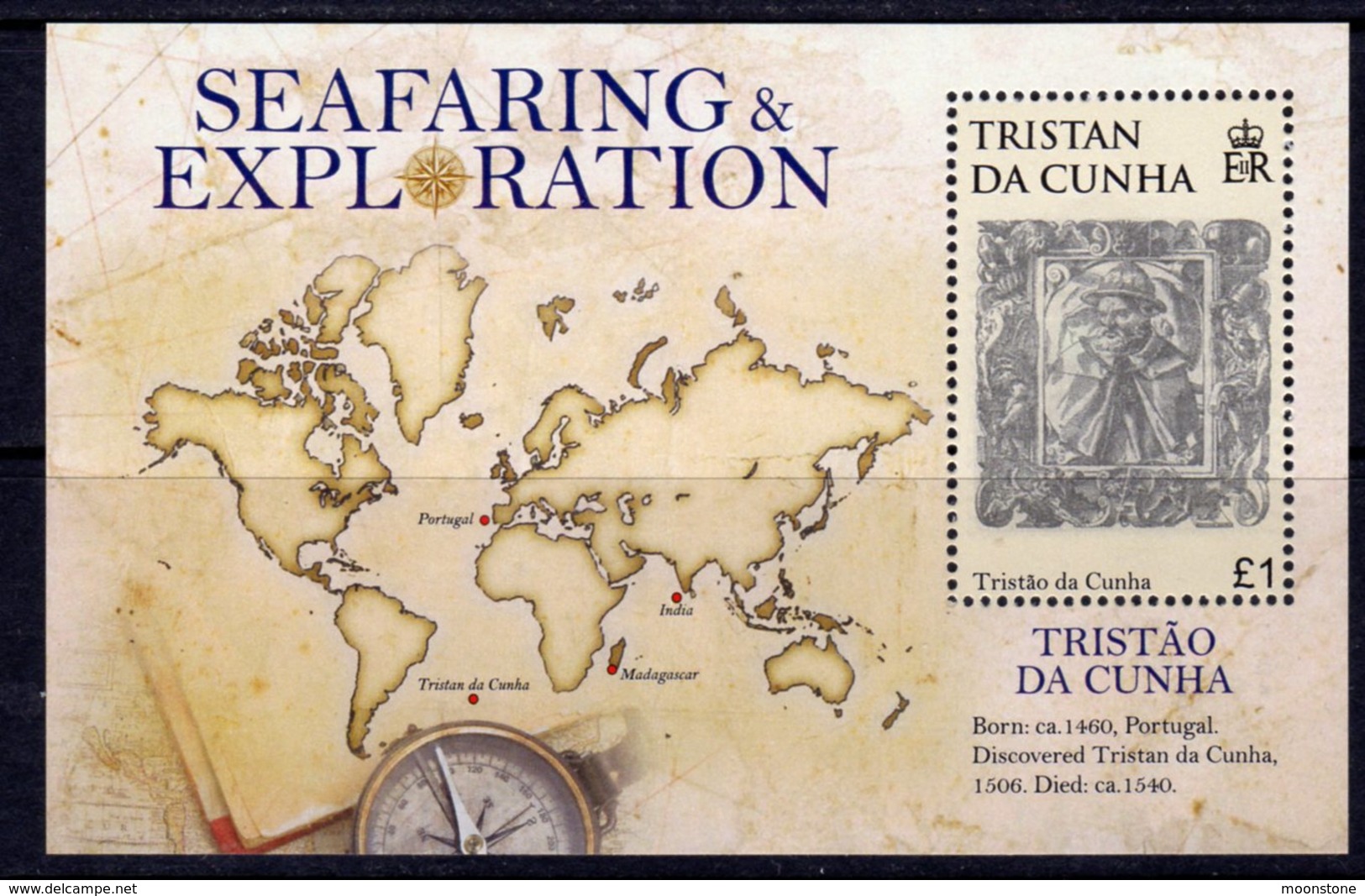 Tristan Da Cunha 2009 Seafaring & Exploration Map MS, MNH, SG 938 - Tristan Da Cunha