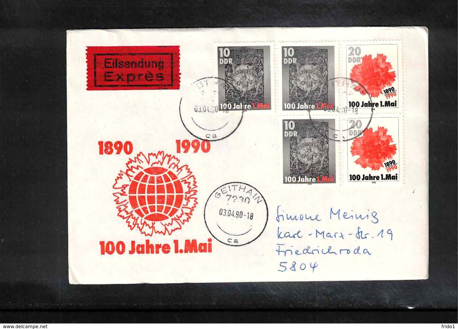 Germany / Deutschland DDR 1990 Michel 3322-3323 100 Jahre 1.Mai Echt Gelaufenes Brief FDC - Briefe U. Dokumente