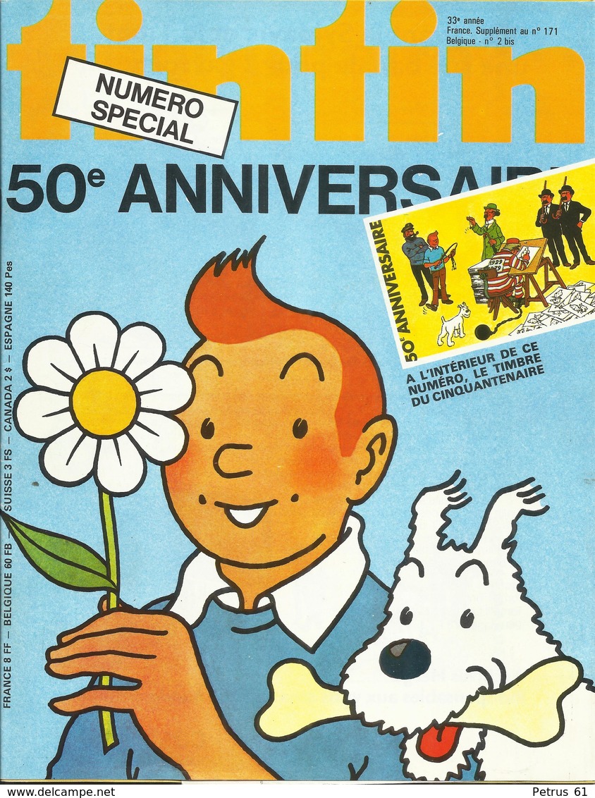 TINTIN N° 171 De 1979. N° Spécial 50e Anniversaire De TINTIN. Tintin Et Milou En 1ère De Couverture. Hergé - Tintin