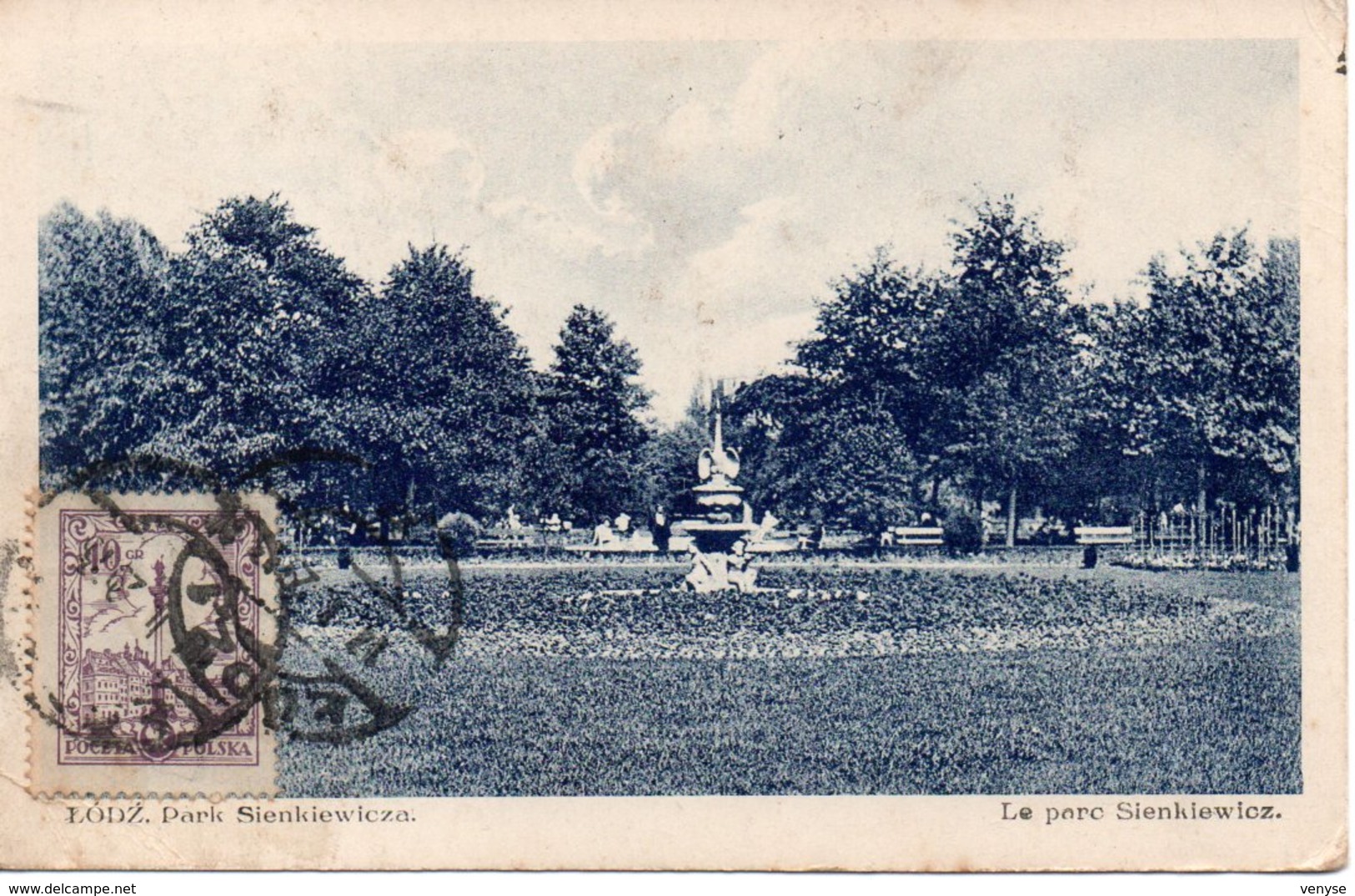 Pologne : LODZ - Park Sienkiewicza. Le Parc Sienkiewicz ¤ Circulé 1929 - Poland