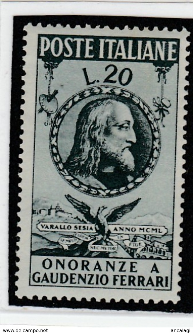 FR.NU.0031 - REPUBBLICA 1950 - "GAUDENZIO FERRARI" 1 V. Nuovo* - 1946-60: Mint/hinged