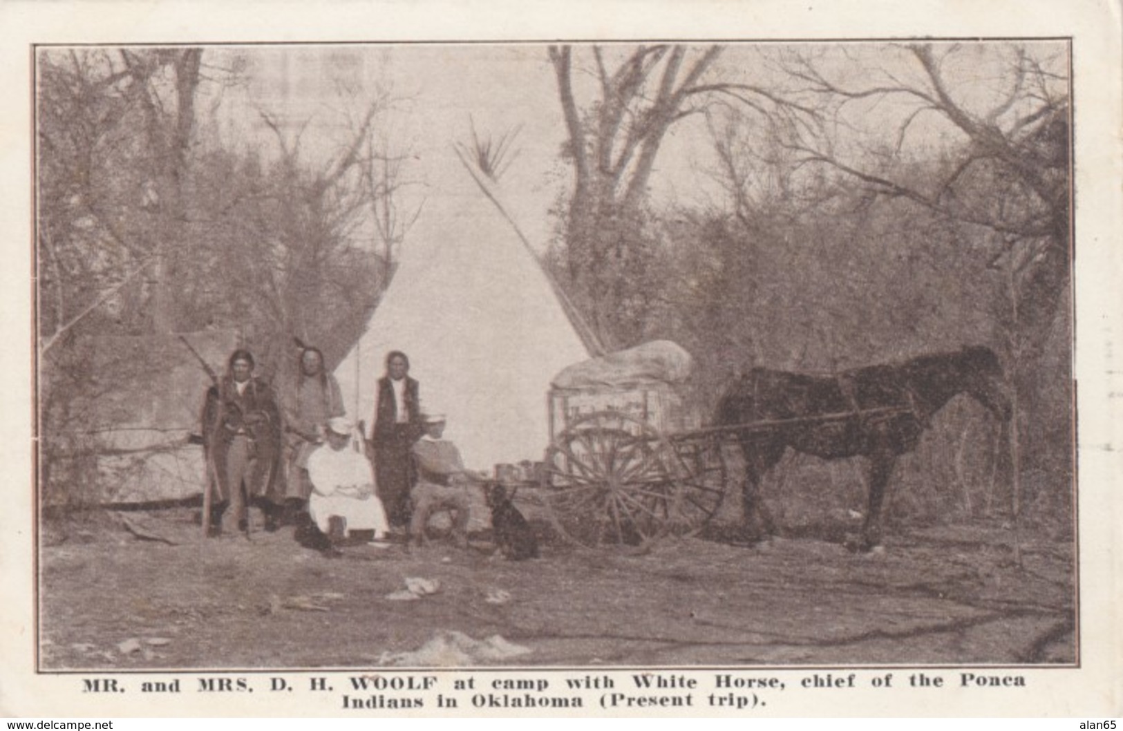 Woolf Family Camp With Ponea Native Indians In Oklahoma, C1900s Vintage Postcard - Native Americans