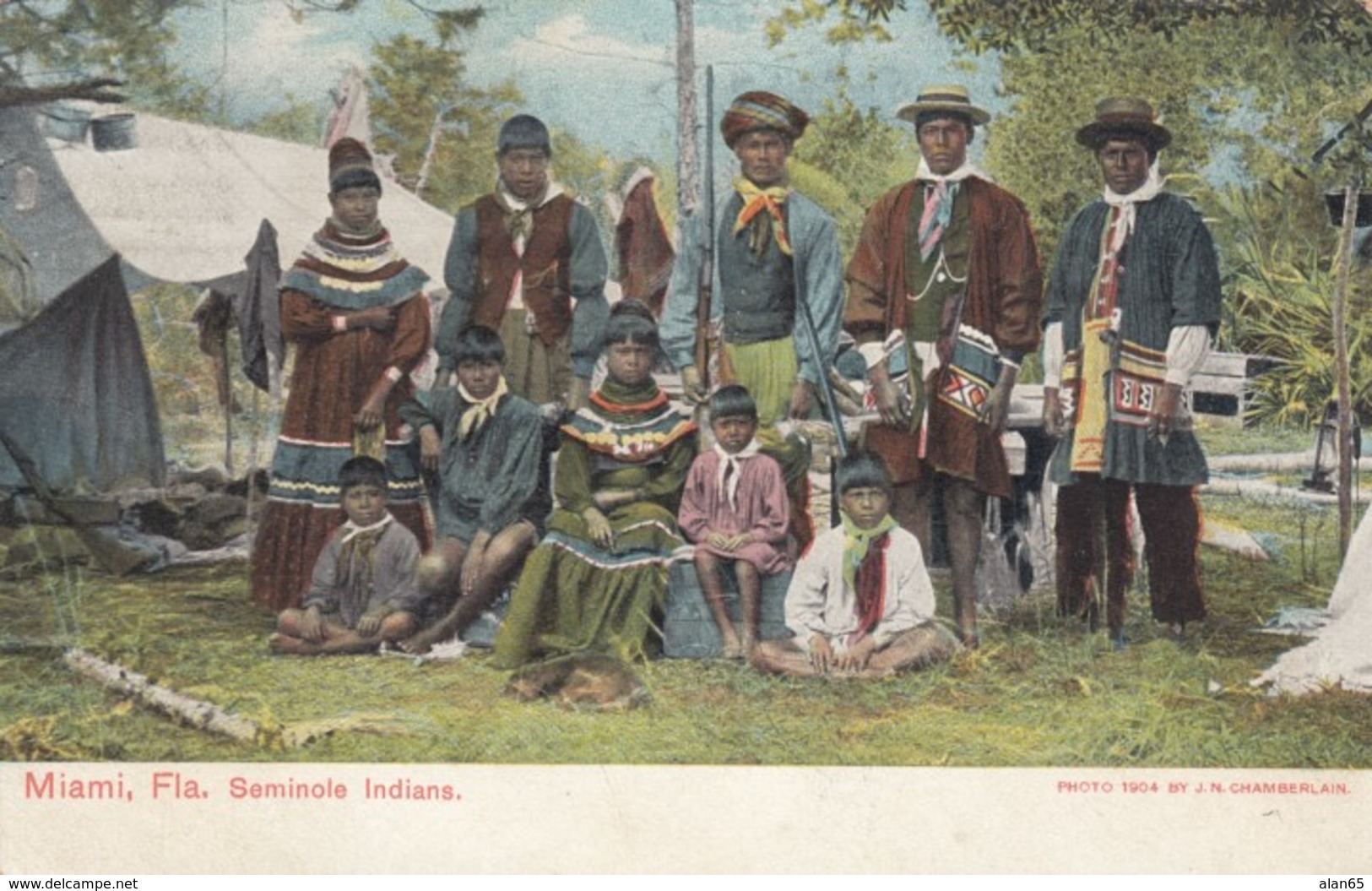 Seminole Indians Native Americans Outside Miami Floridia Fashion C1900s/10s Vintage Postcard - Native Americans