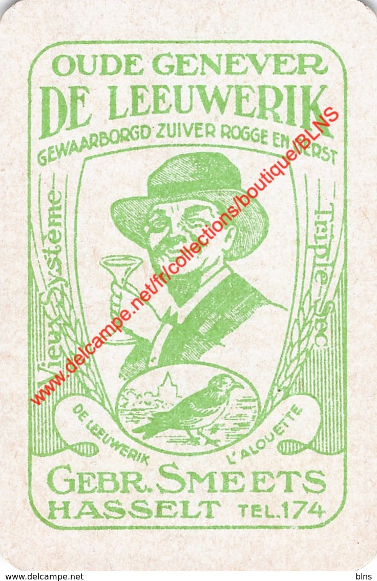 GEBR. SMEETS - DE LEEUWERIK - Oude Genever - Hasselt - 1 Speelkaart - 1 Carte à Jouer - 1 Playing Card. - Cartes à Jouer Classiques