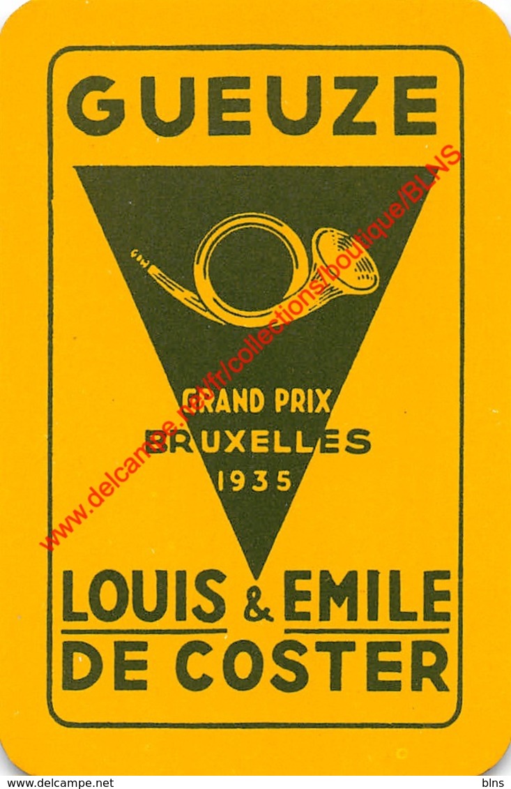 LOUIS EMILE DE COSTER Geueze - Grand Prix Bruxelles 1935 - 1 Speelkaart - 1 Carte à Jouer - 1 Playing Card. - Cartes à Jouer Classiques