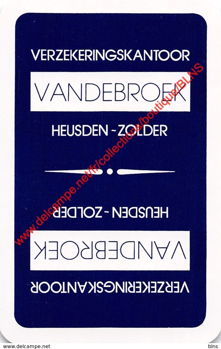 VANDEBROEK Verzekeringskantoor - Heusden-Zolder - 1 Speelkaart - 1 Carte à Jouer - 1 Playing Card. - Cartes à Jouer Classiques