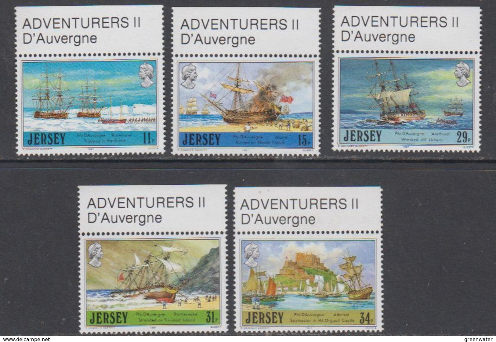 Jersey 1987 Adventurers / D'Auvergne  5v ** Mnh (43989A) - Jersey