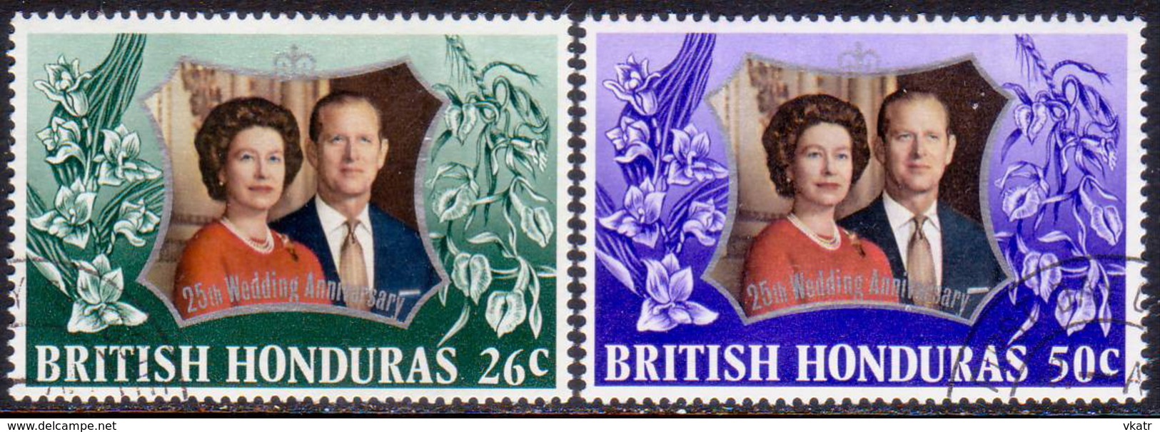British Honduras 1972 SG #341-42 Compl.set Used Royal Silver Wedding - British Honduras (...-1970)