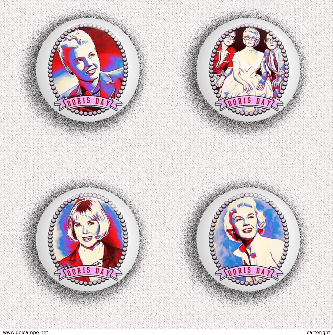 Doris Day Music Movie Film Fan ART BADGE BUTTON PIN SET 5 (1inch/25mm Diameter) 35 X - Music