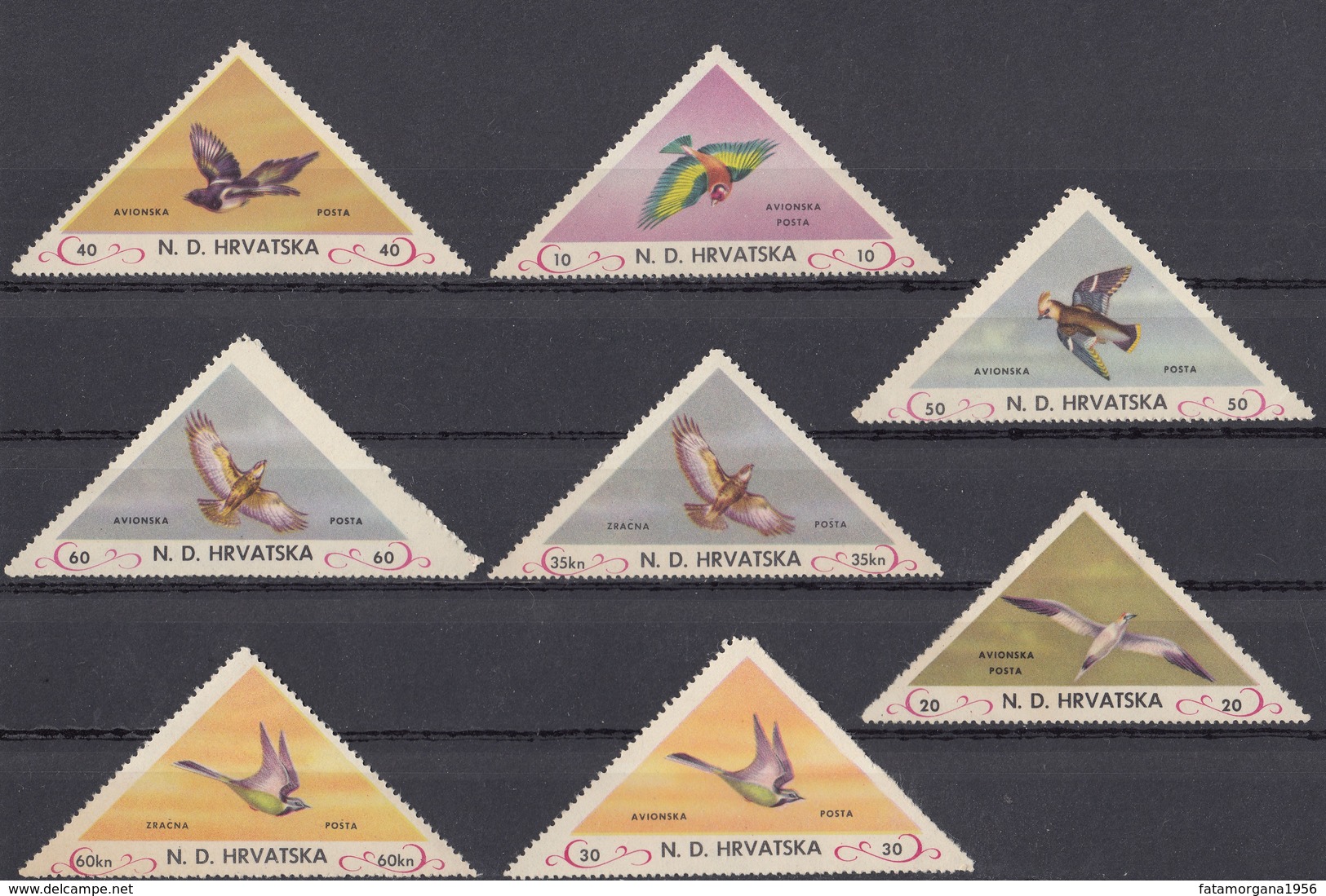 CROAZIA - CROATIA - 1941 - Lotto Di 8 Valori Nuovi (MH E MNH) Di Francobolli Non Ufficiali Raffiguranti Uccelli. - Croazia