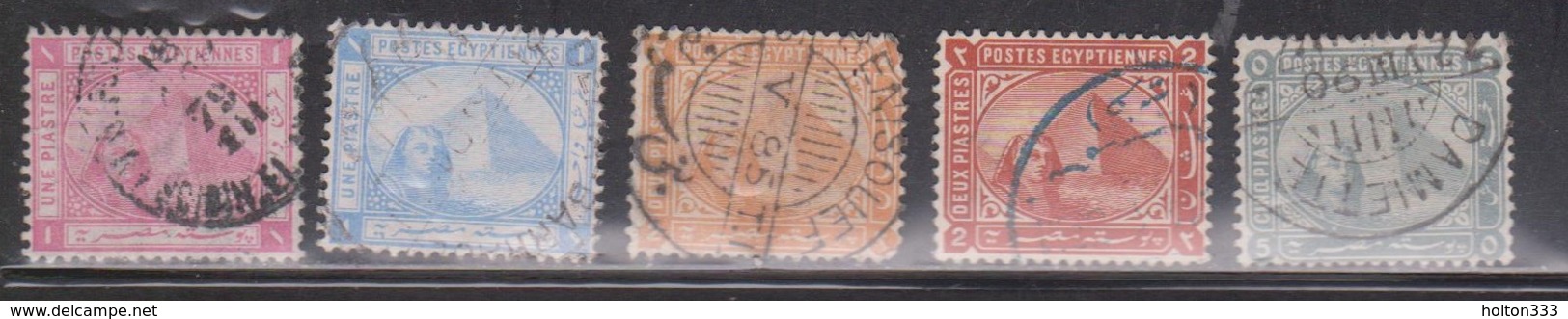 EGYPT Scott # 36-9, 41 Used - Sphinx & Pyramid - 1866-1914 Khedivate Of Egypt