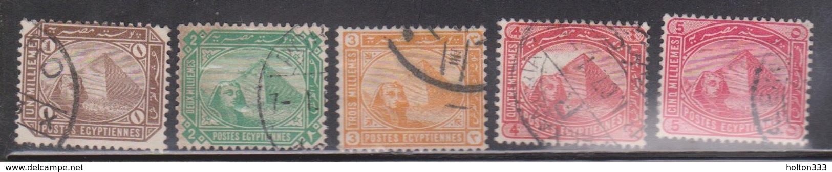 EGYPT Scott # 43-4, 46-8 Used - Sphinx & Pyramid - 1866-1914 Khedivate Of Egypt