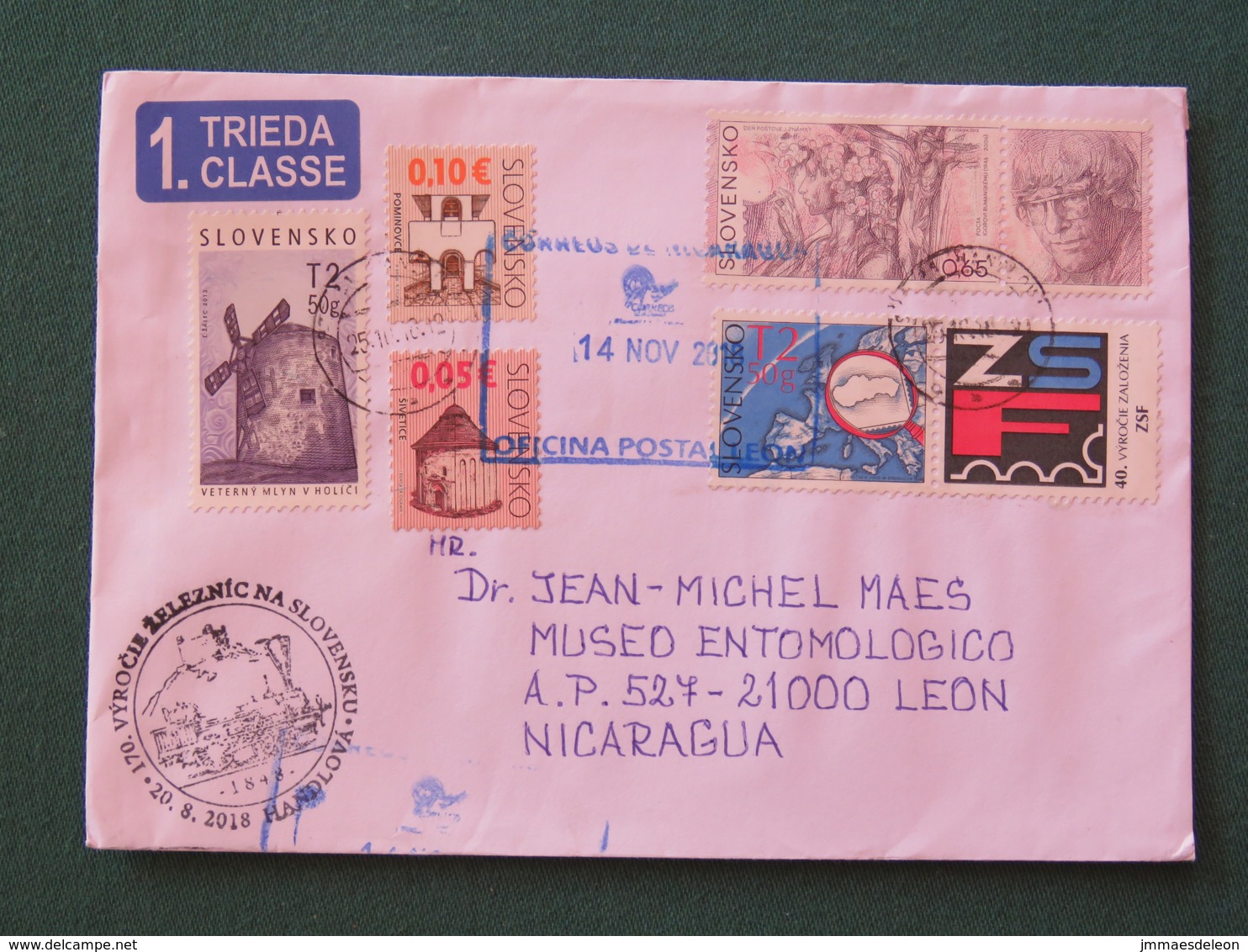 Slovakia 2018 Cover To Nicaragua - Windmill - Houses Architecture - Map Philately - Lettres & Documents