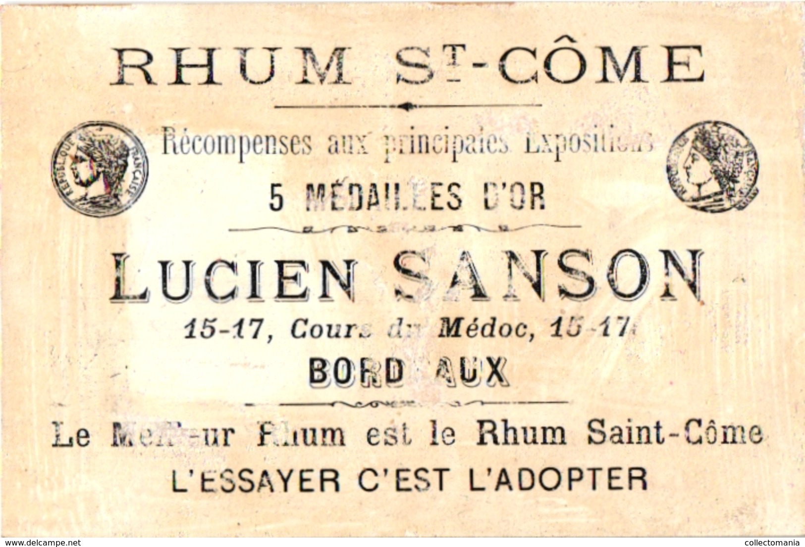 3 Chromo RHUM St. Côme Lucien Sanson Bordeaux - Rhum