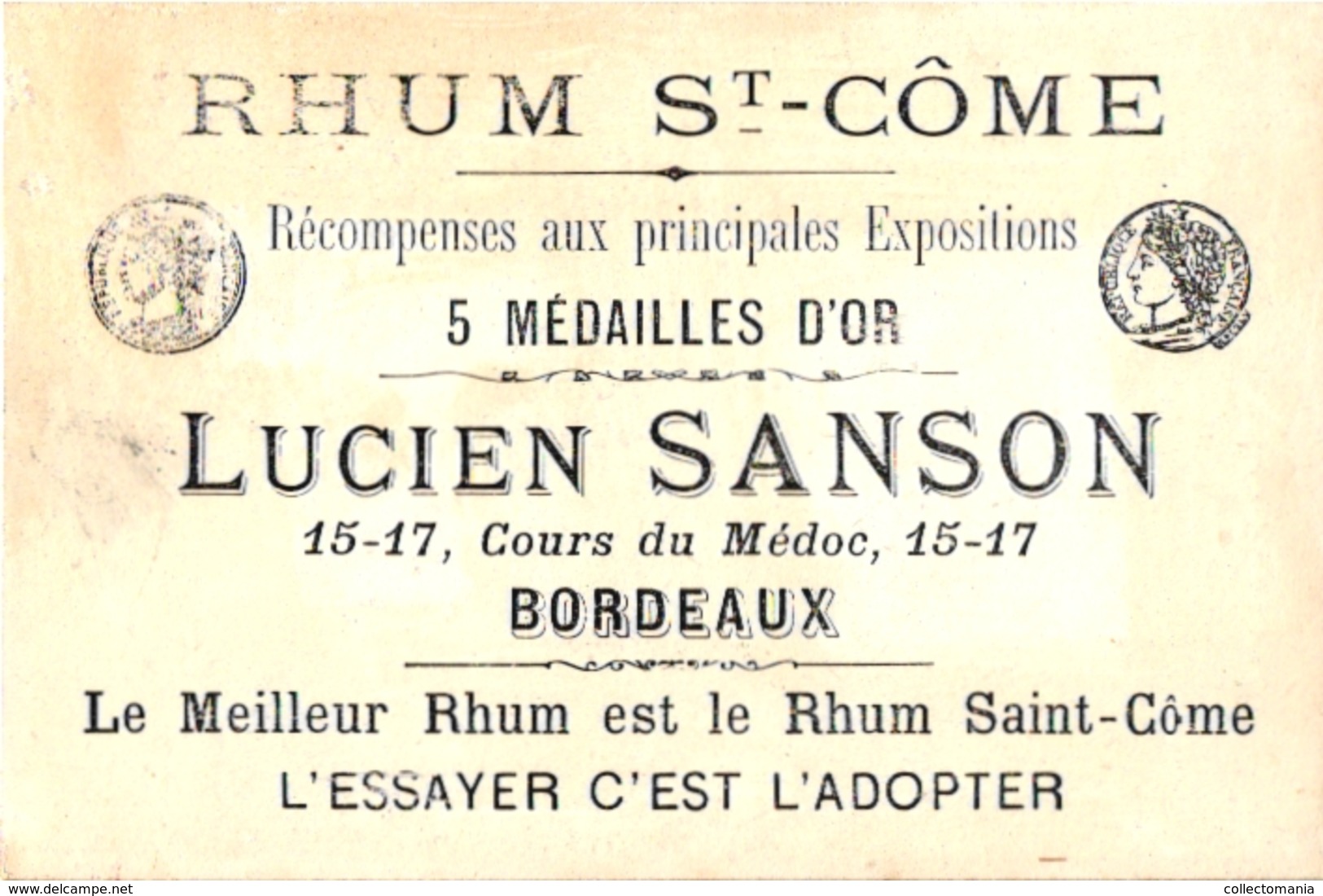 3 Chromo RHUM St. Côme Lucien Sanson Bordeaux - Rum