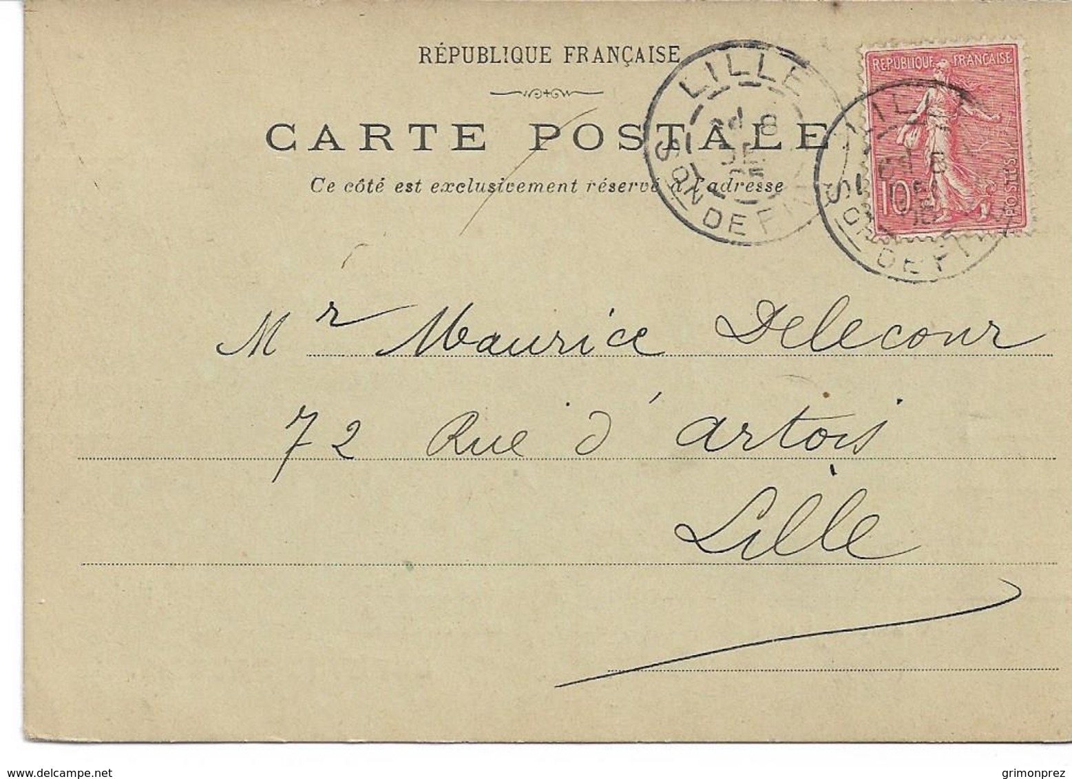 CARTE-POSTALE  FIVES-LILLE NORD  Ets LEFEVRE DAUDOIS 44 Rue Du Calvaire Cachet Section De Fives - 1877-1920: Période Semi Moderne