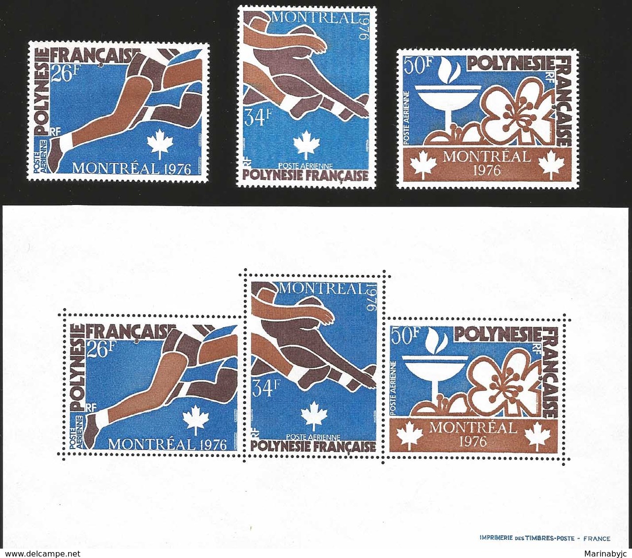 V) 1976 FRENCH POLYNESIA,  21ST OLYMPIC GAMES, MONTREAL, CANADA, MN - Unused Stamps