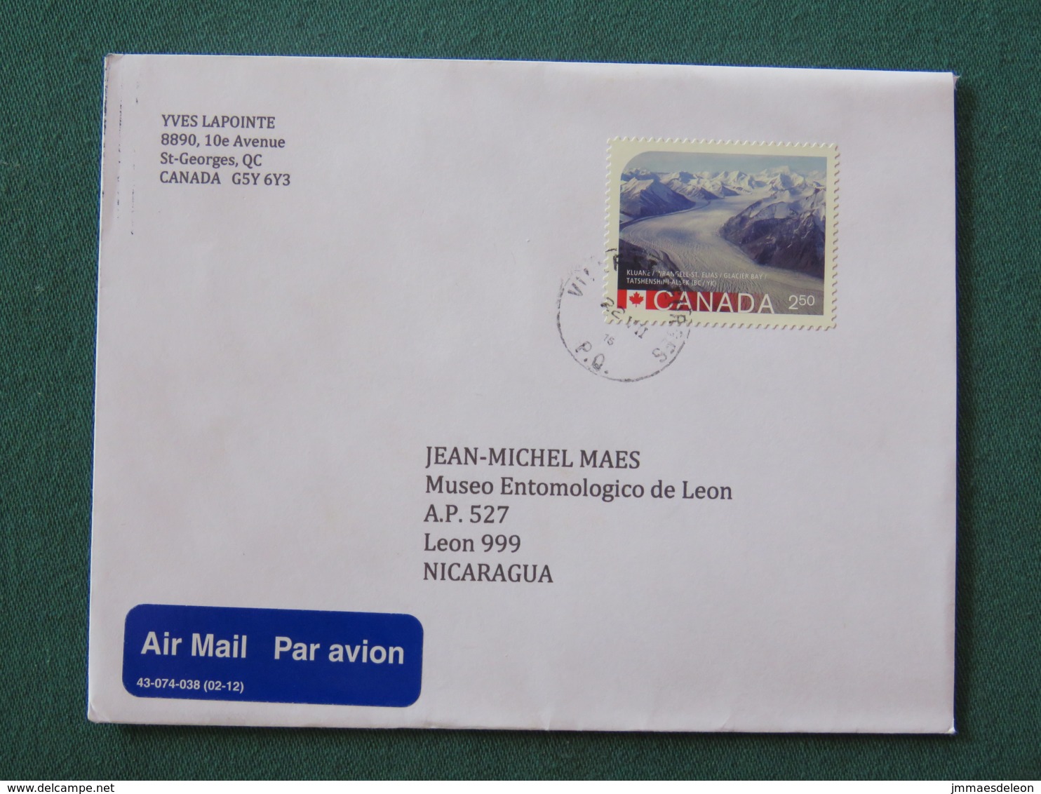 Canada 2015 Cover To Nicaragua - Mountain Glacier - Lettres & Documents
