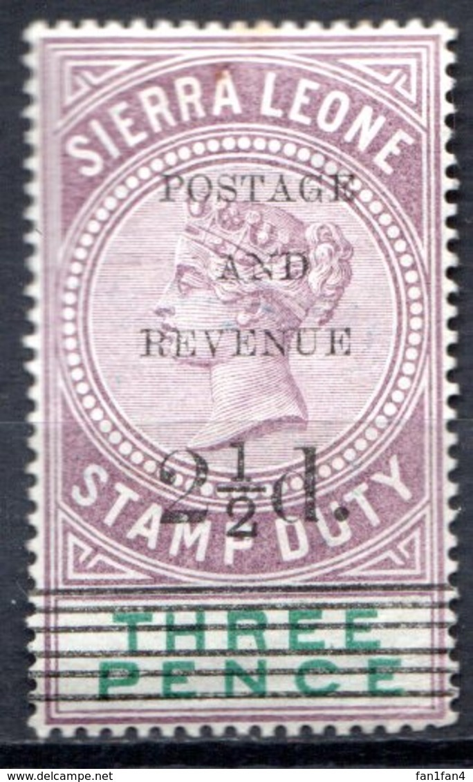 SIERRA LEONE - (Colonie Britannique) - 1897 - Timbre Fiscal - N° 45a - 2 1/2 D. S. 3 P. Violet-brun - (Victoria) - Sierra Leone (...-1960)