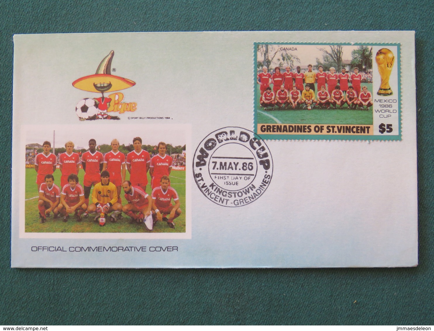 Grenadines Of St. Vincent 1986 FDC Cover - Football Soccer Mexico FIFA Cup - Canada Team - St.Vincent & Grenadines