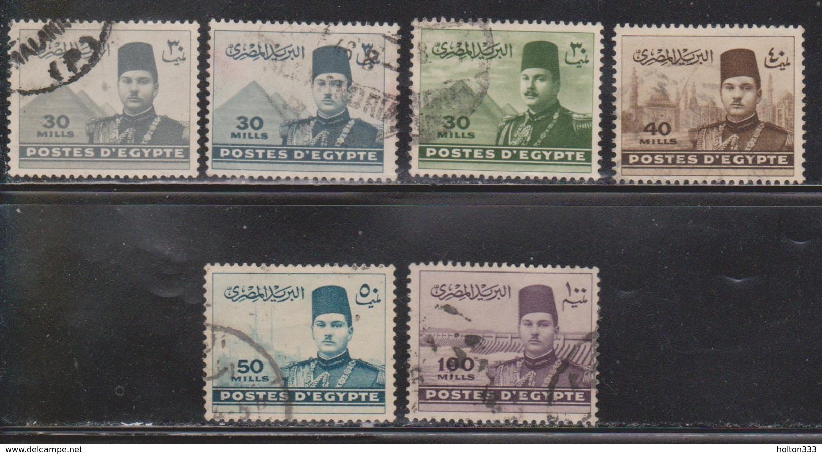 EGYPT Scott # 234-7, 234a Used - King Farouk & Pyramids - Used Stamps