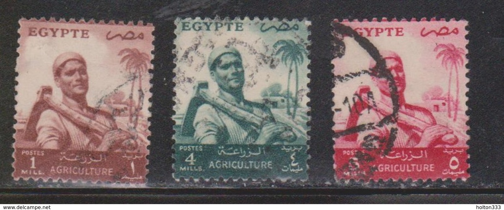 EGYPT Scott # 368, 371-2 Used - Farmer - Used Stamps