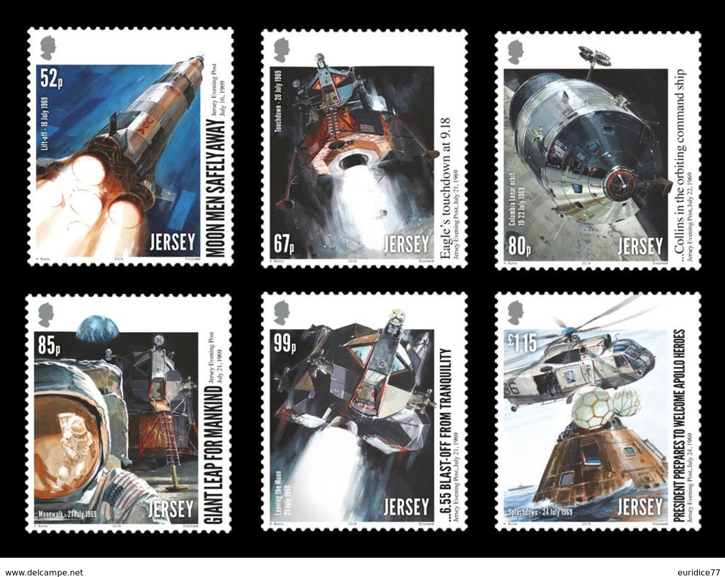 Jersey 2019 - Man On The Moon 50th Anniversary Stamp Set Mnh - Jersey