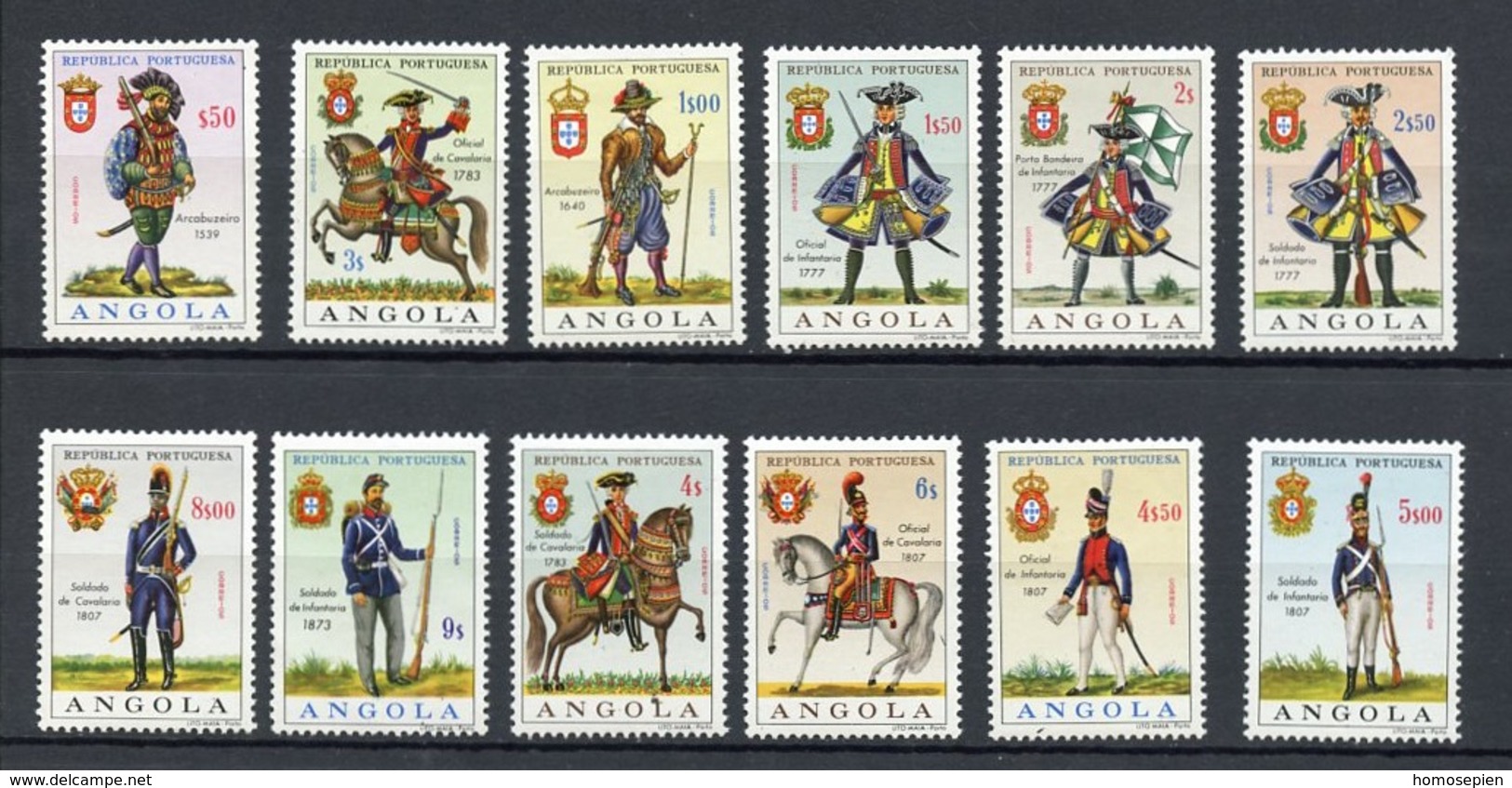 Angola 1966 Y&T N°520 à 531 - Michel N°525 à 536 * - Uniformes Militaires - Angola