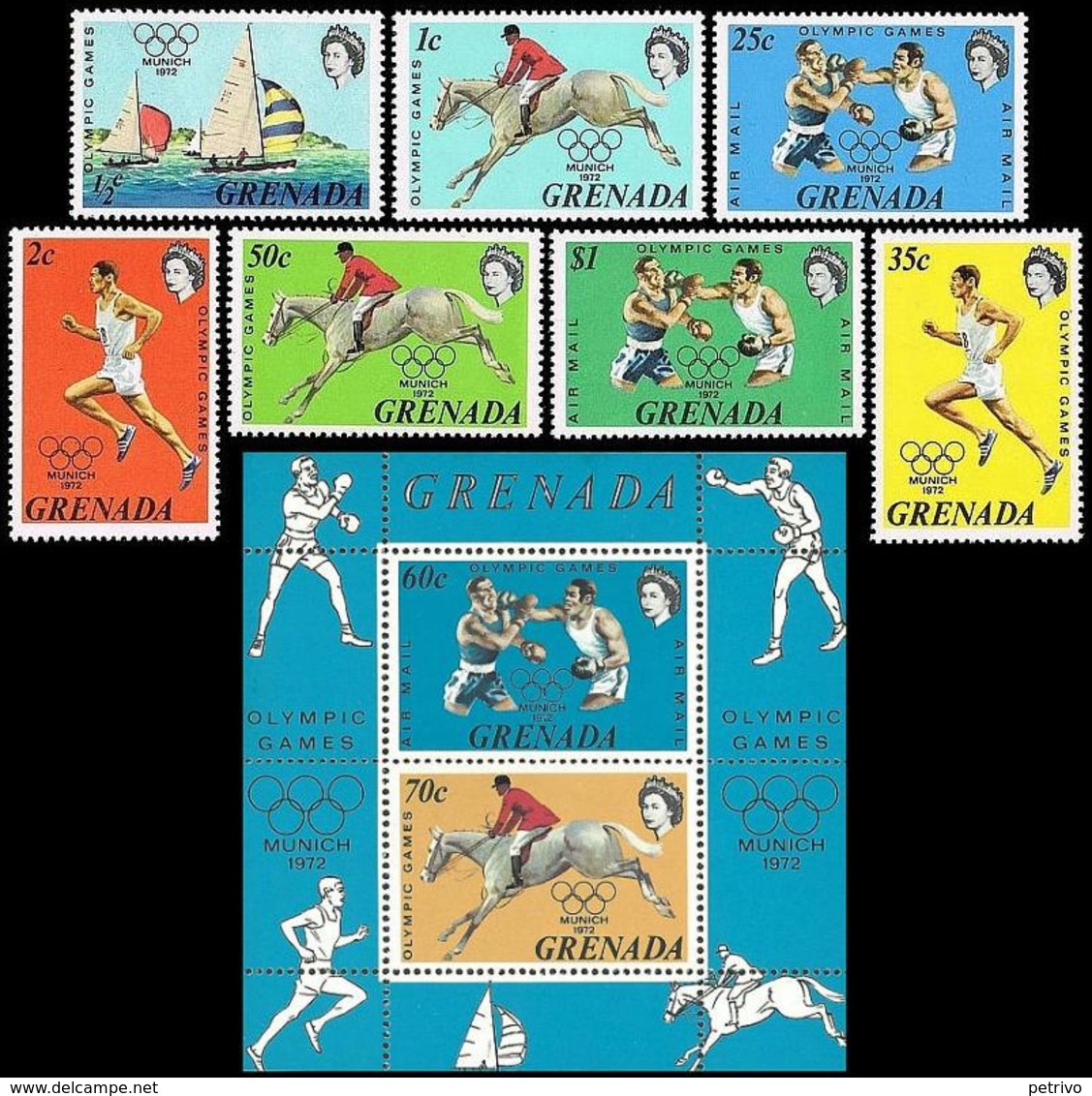 ** Grenada - 1972 - Olympic Games 1972 - Mi. 471-7, Bl. 25 - Sommer 1972: München