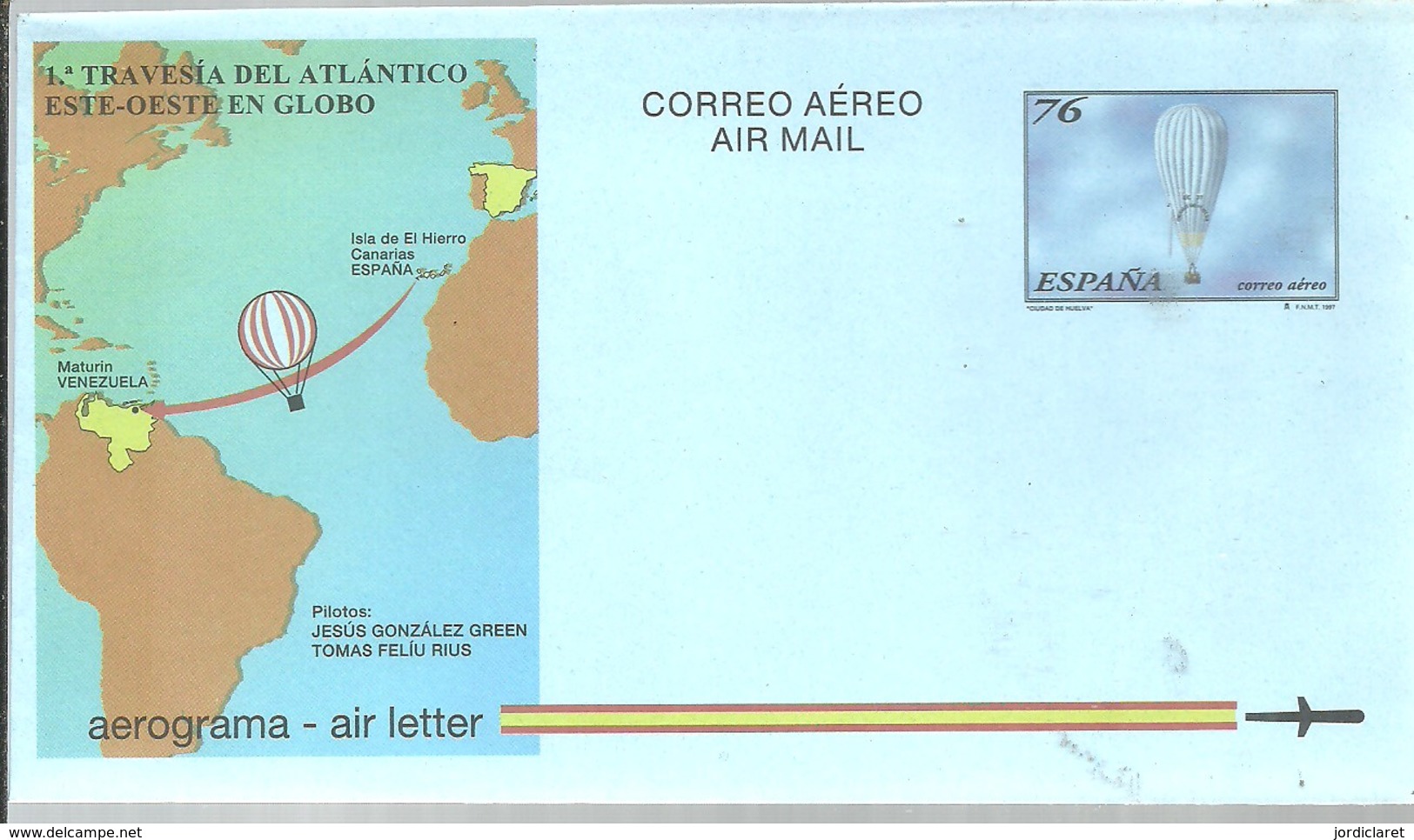 AEROGRAMA  ESPAÑA 1997 - Montgolfier