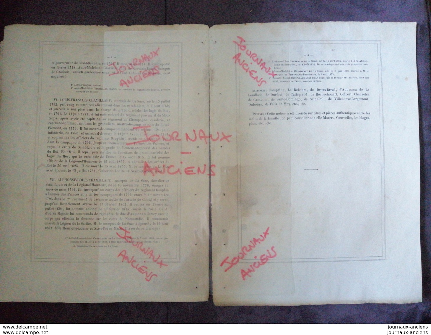 1856 CHAMILLART - MARQUIS DE SUZE - CANY - COUR ELLES - CHÂTEAU SÉNÉCHAL - VERROU ETC... - Documentos Históricos