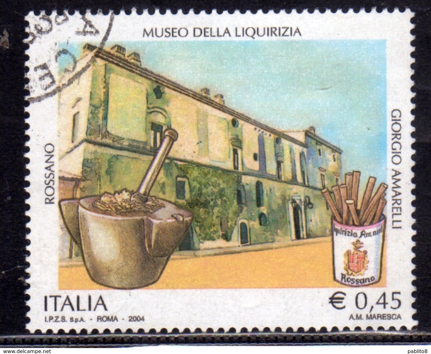 ITALIA REPUBBLICA ITALY 2004 PATRIMONIO ARTISTICO E CULTURALE MUSEO DELLA LIQUIRIZIA GIORGIO AMARELLI € 0,45 USATO USED - 2001-10: Usati