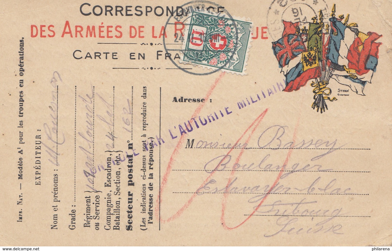 Frankreich: 1916: Post Card Militär In Die Schweiz - Sonstige & Ohne Zuordnung