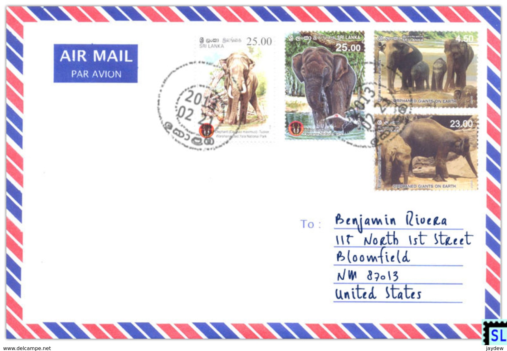 Sri Lanka Stamps, Elephants, Personalized Cover - Sri Lanka (Ceylon) (1948-...)