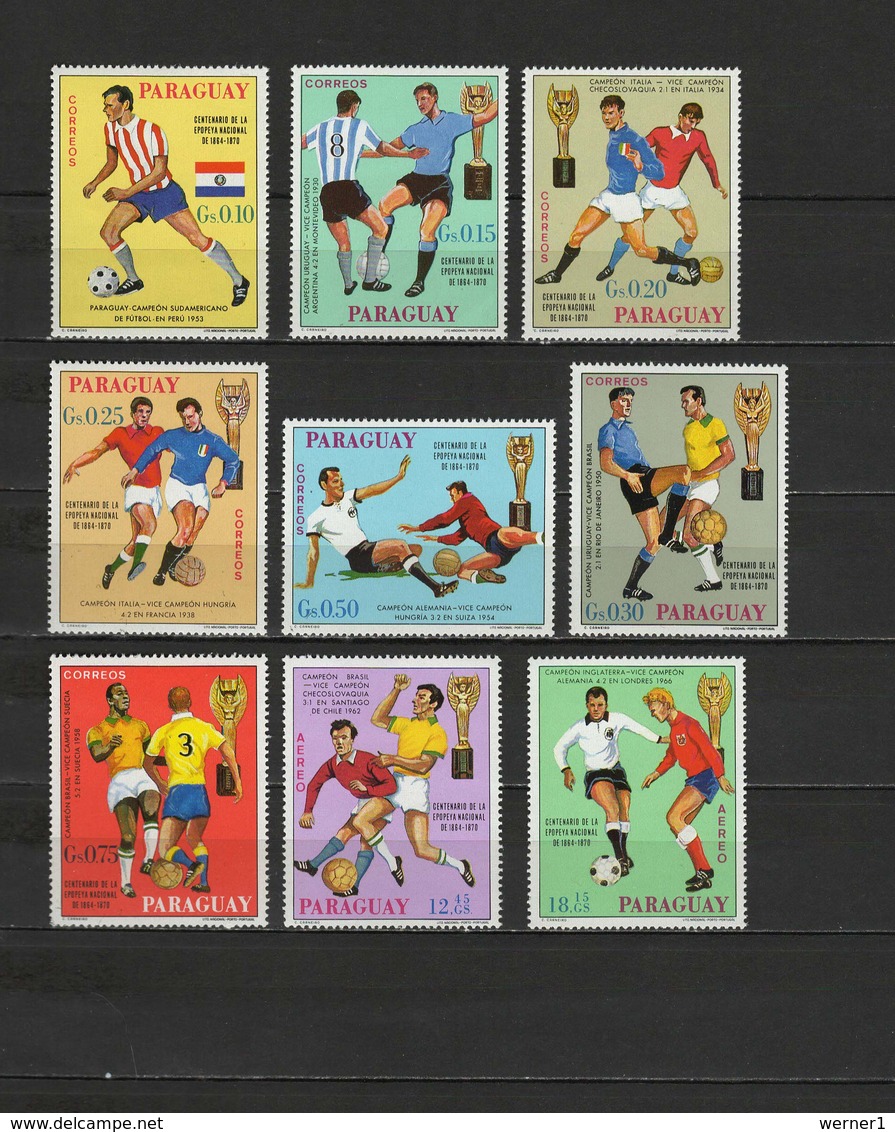 Paraguay 1969 Football Soccer World Cup Set Of 9 MNH - 1970 – Mexico